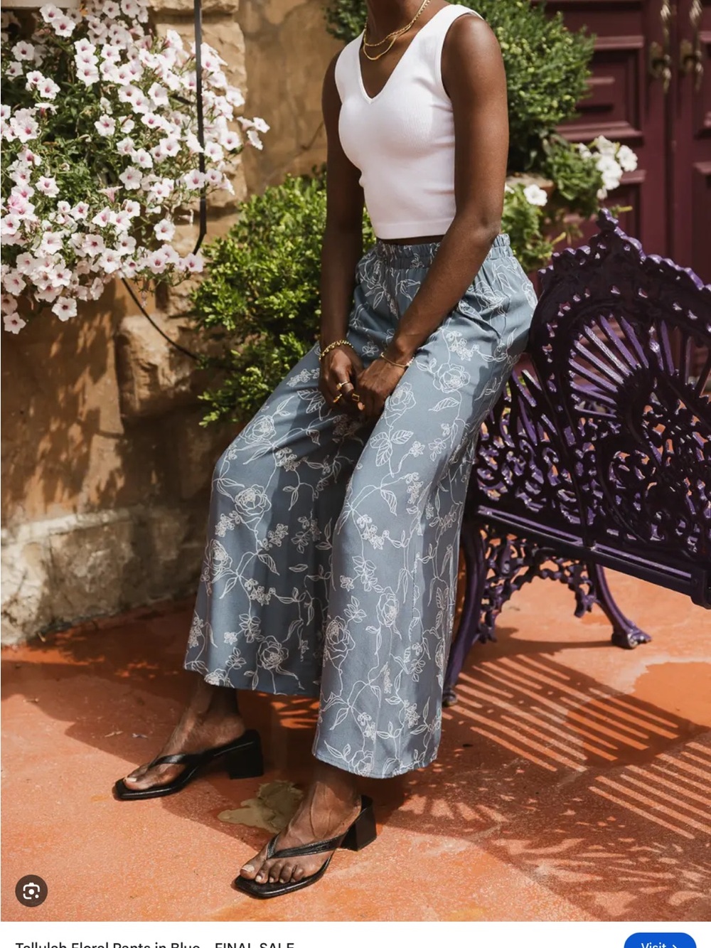 bohme Blue Floral Wide-Leg Pants